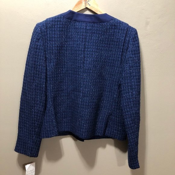 {Jones NY} NWT Cobalt Tweed Crew Blazer - Picture 5 of 14